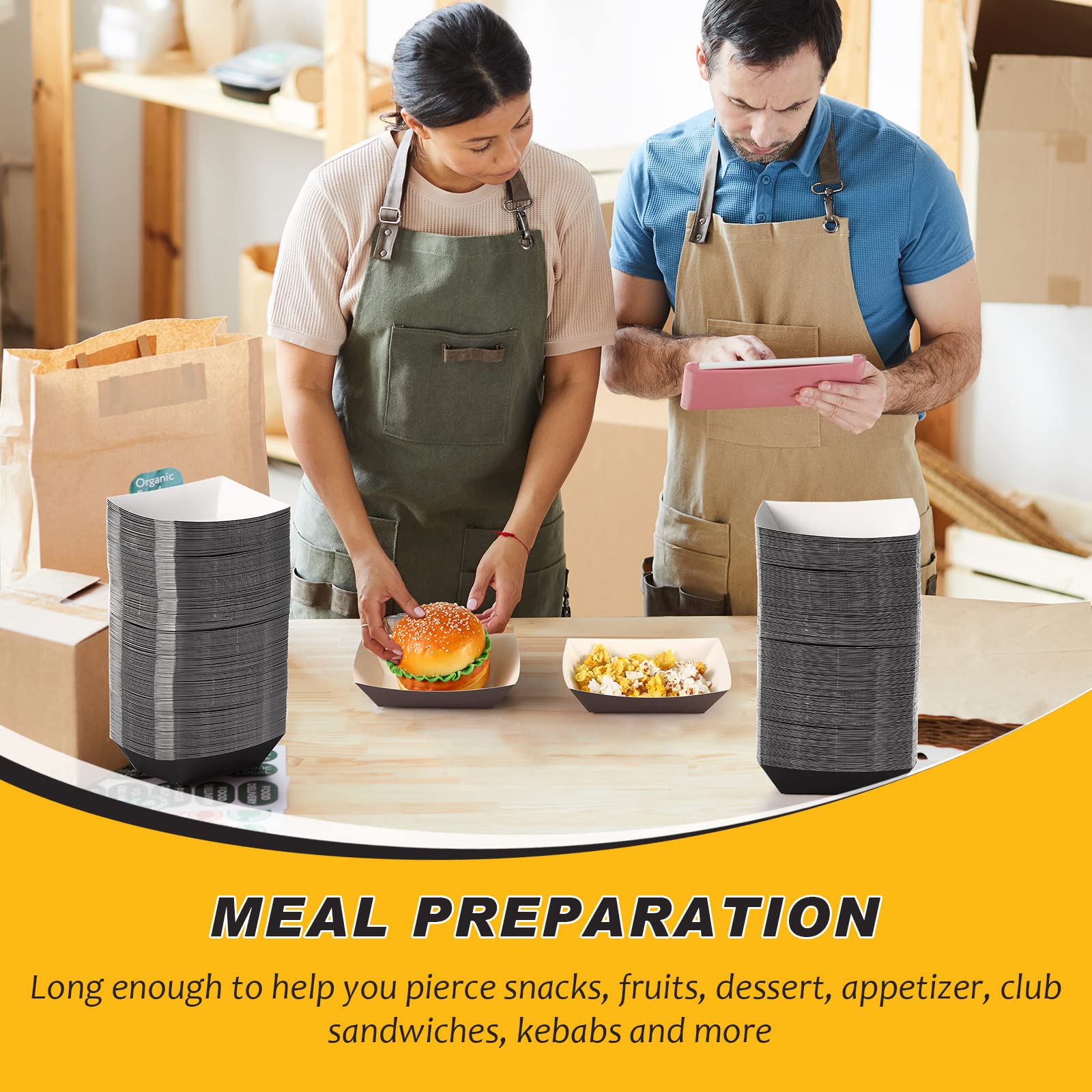 200 Pcs Paper Food Tray Disposable Paper Food Boats Paperboard Nacho Trays Hot Dog Serving Trays For Carnivals, Fairs, Festivals